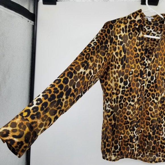 Express Long Sleeved Women's Collared Button Front Blouse Shirt Size Small - Picture 4 of 12